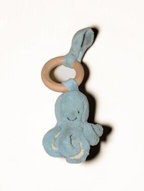 JellyCat Odyssey Octopus Wooden Plush Ring Toy RARE RETIRED Like New